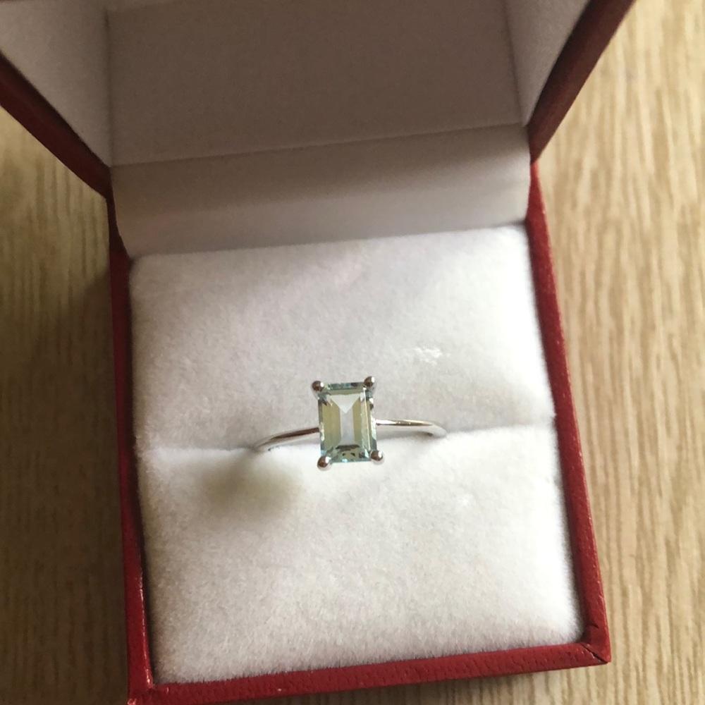 Sterling Silver and Blue Topaz Ring, Size 6